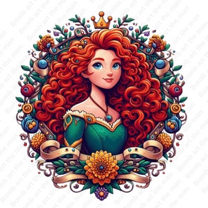 merida png, princess merida, brave clipart, transparent design, instant download