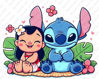 Clipart Lilo et Stitch, point mignon png, conception transparente, téléchargement immédiat
