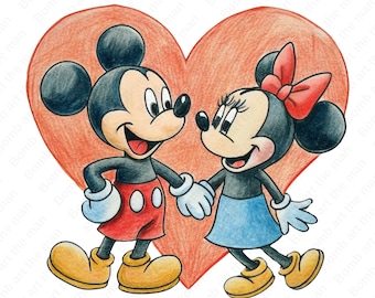 mickey mouse and minnie mouse clipart, mickey family png, mickey love png, cartoon png, instant download
