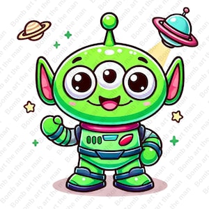 toy story alien clipart, little green men png, toy story character, space alien png, transparent design, instant download