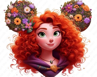 Prinzessin Merida Clipart, Brave png, Merida png, Maus Ohr design, sofort Download
