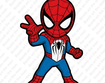 Spiderman png, Spiderman Chibi clipart, transparent design, super hero png, instant download