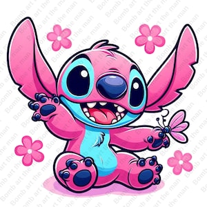 cute stitch angel clipart, stitch angel png, stitch pink clipart, instant download