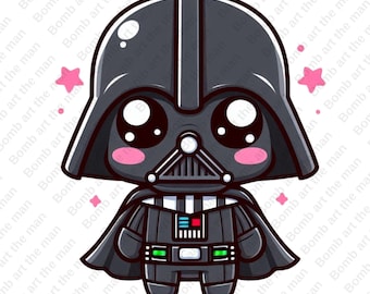 cute darth wader clipart, star wars chacarcters, darth wader png, transparent design, instant download