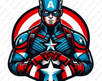 Capitán América clipart, Capitán América png, superhéroe clipart, descarga instantánea