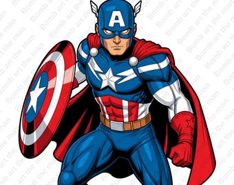 Captain America clipart, Captain America png, Super Hero clipart, instant download