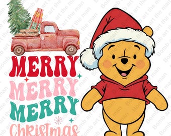 Winnie the Pooh Christmas clipart, Winnie the Pooh png, Christmas design, transparent design