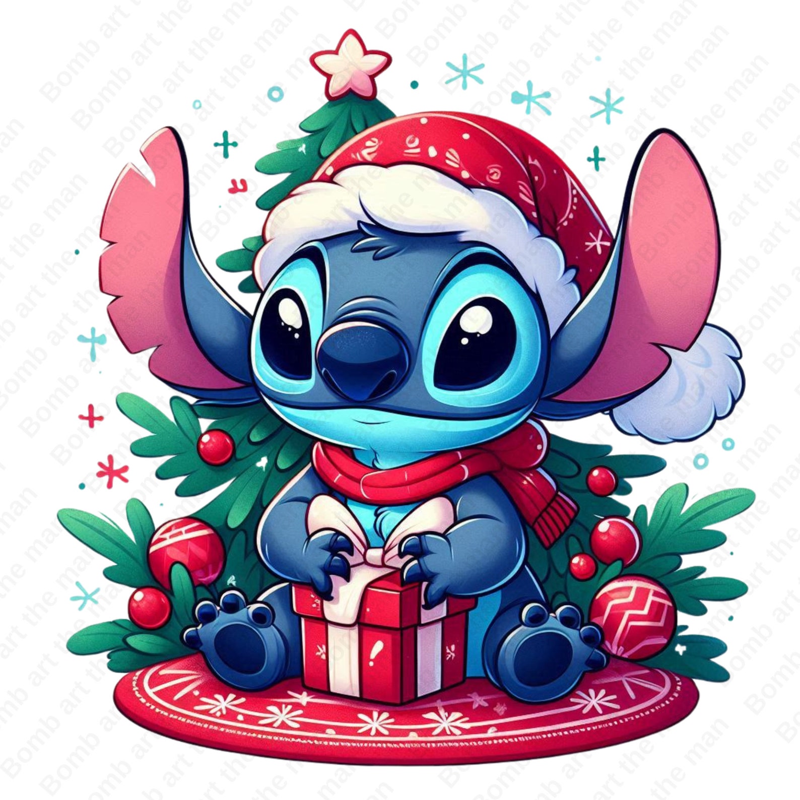Stitch Christmas Clipart, Cute Stitch Png, Christmas Png, Instant ...