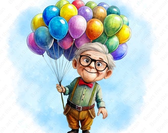 Imágenes prediseñadas de Up, Carl Fredricksen PNG, imágenes prediseñadas del personaje de Up, película de Up PNG, descarga instantánea