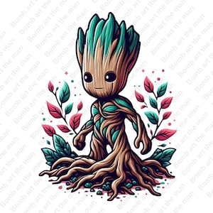 Groot clipart, Groot lindo png, Guardianes de la Galaxia png, diseño transparente, descarga instantánea