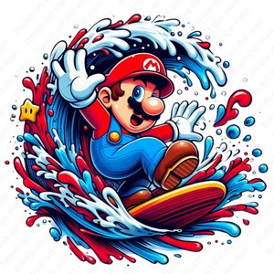 Super mario clipart, super mario png, splash design, transparent design, instant download