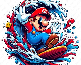 Super Mario clipart, Super Mario png, splash design, transparent background, instant download