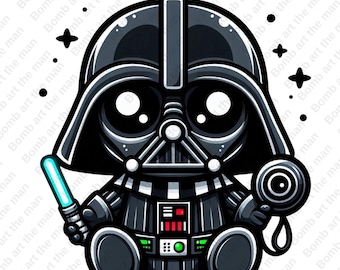 cute darth wader clipart, star wars chacarcters, darth wader png, transparent design, instant download