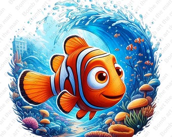 マーリン ファインディング・ニモ 水彩画 クリップアート: 漫画の魚