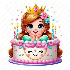 Clipart de cumpleaños, diseño de cumpleaños, princesa de cumpleaños png, fondo transparente