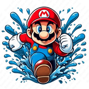 Super mario clipart, super mario png, splash design, transparent design, instant download