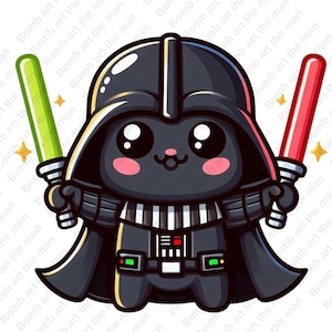 cute darth wader clipart, star wars chacarcters, darth wader png, transparent design, instant download