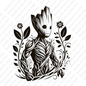 Groot clipart, Groot lindo png, Guardianes de la Galaxia png, diseño transparente, descarga instantánea