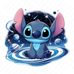 Stitch in space clipart, cute stitch clipart, stitch png, transparent design, instant download