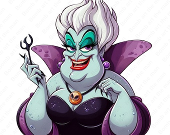 Villain ursula clipart, princess ariel png, sea witch png, high quality design, instant download