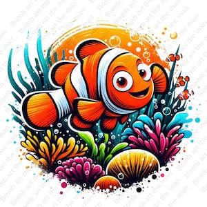 finding nemo png, finding nemo clipart, cute nemo design, instant download