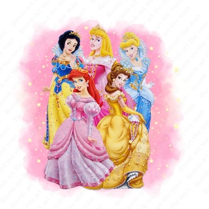 princesses clipart, cute princess png, watercolor background, instant download