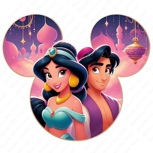 Princess Jasmine and Aladdin png, Princess Jasmine clipart, Aladdin clipart, instant download