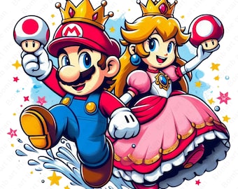 Super Mario clipart, Princes Peach png, transparent design, instant download