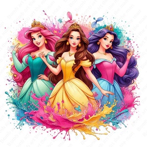 Prinzessinnen Clipart, Prinzessin png Cartoon Prinzessin, Cinderella png, Ariel png, Schneewittchen png, sofort Download