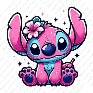 cute stitch angel clipart, stitch angel png, stitch pink clipart, instant download