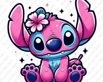 cute stitch angel clipart, stitch angel png, stitch pink clipart, instant download