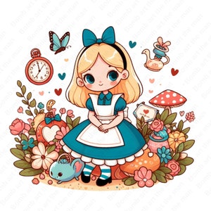 Alice in Wonderland png, Alice in wonderland clipart, Alice png, Cute alice design, instant download