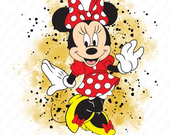 clipart minnie mouse mignon, png minnie mouse, fond aquarelle, téléchargement immédiat