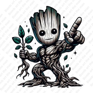 Groot clipart, Groot lindo png, Guardianes de la Galaxia png, diseño transparente, descarga instantánea