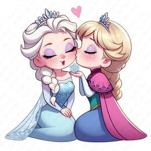 Anna and Elsa, Frozen Princess clipart, Princess Elsa clipart, Frozen png, instant download