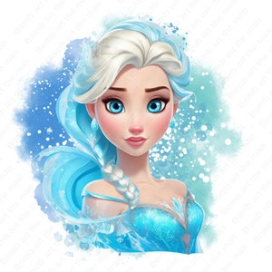 princess elsa clipart, frozen png, frozen princess clipart, elsa png, watercolor background, instant download