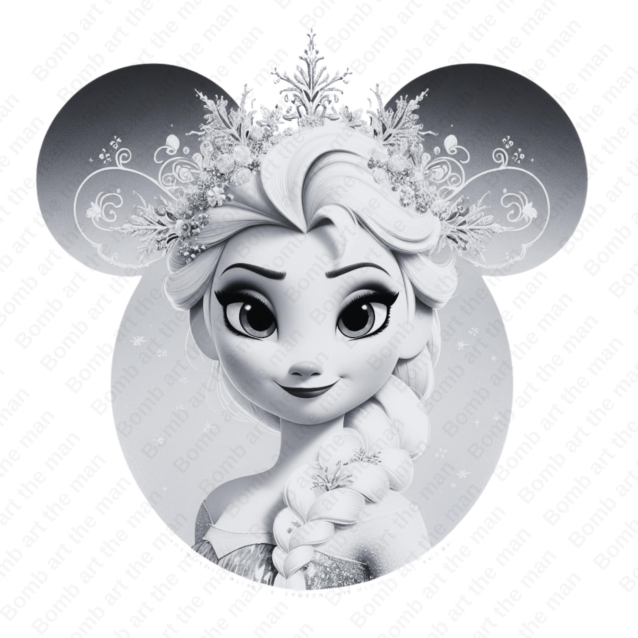 エルサ姫のクリップアート、アナと雪の女王のプリンセスのクリップアート、エルサのPNG、白黒デザイン、即時ダウンロード - Etsy 日本, image size:2040x2040