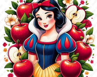 Snow White Clipart, Princess png, cute snow white png, transparent design, instant download
