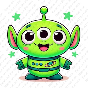 toy story alien clipart, little green men png, toy story character, space alien png, transparent design, instant download