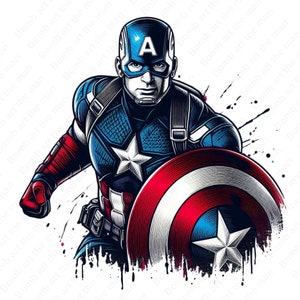 Clipart di Capitan America, PNG di Capitan America, clipart di supereroi, design di schizzi di supereroi, download immediato