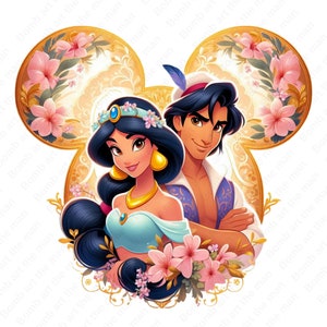 princess jasmine and aladdin png, princess jasmine clipart, aladdin clipart, instant download