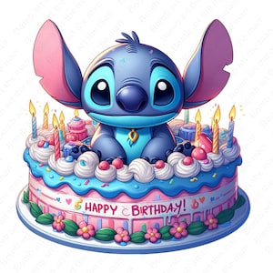 Birthday Stitch PNG, Happy Birthday Stitch PNG, Lilo and Stitch PNG, Cute Stitch Clipart, instant download