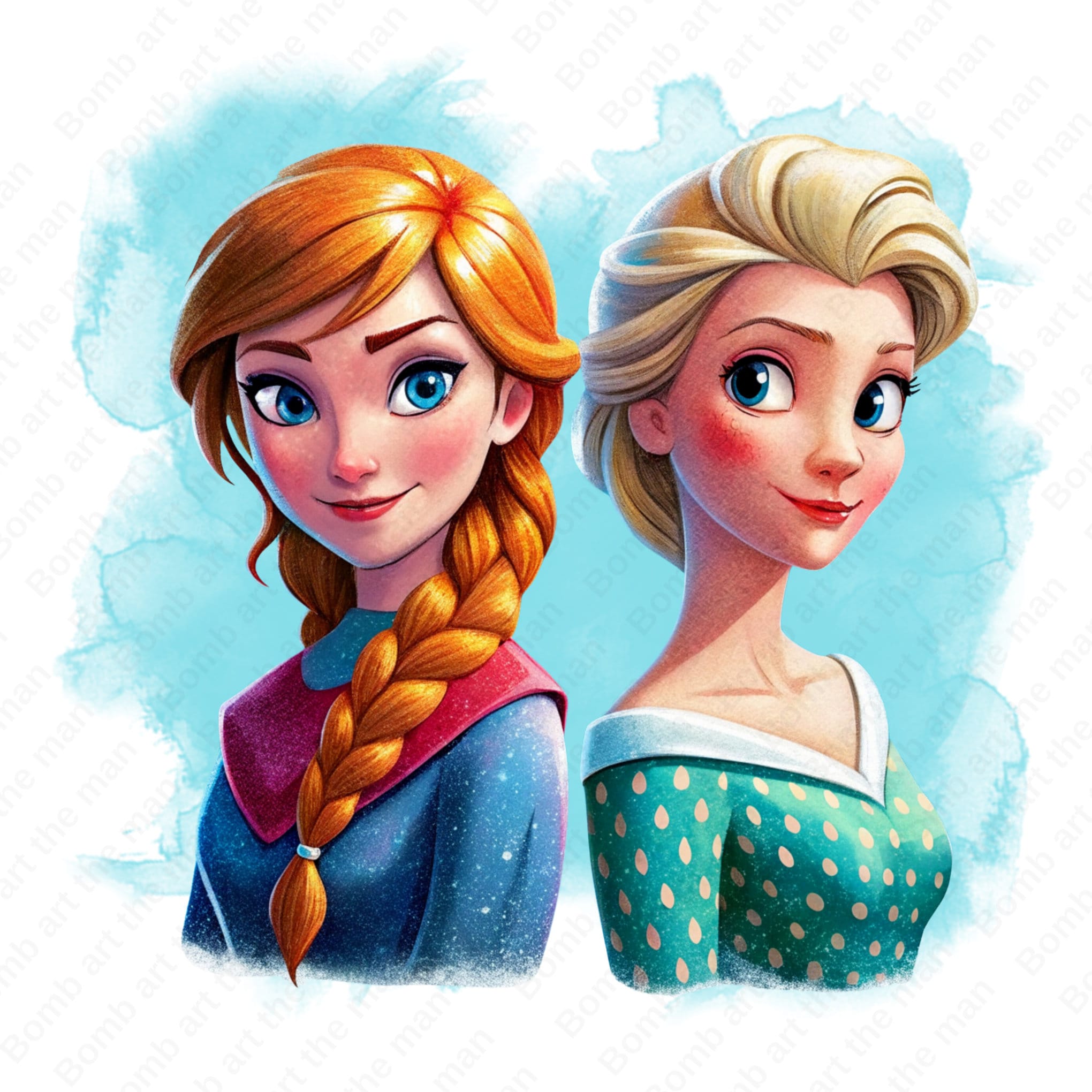 Anna y Elsa PNG, lindas imágenes prediseñadas de Frozen, imágenes  prediseñadas de princesas de Frozen, descarga instantánea, image size:2040x2040