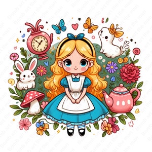 Alicja w Krainie Czarów png, Alicja w Krainie Czarów clipart, Alicja png, Uroczy projekt Alicji, natychmiastowe pobieranie