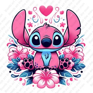 cute stitch angel clipart, stitch angel png, stitch pink clipart, instant download