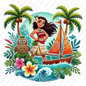 Princess Moana clipart, Moana png, cute moana design, transparent background, instant download