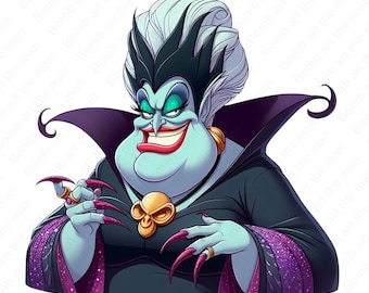 Villain Ursula clipart, Princess Ariel png, Sea Witch png, high quality design, instant download