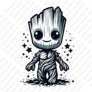 Groot clipart, Groot lindo png, guardianes de la galaxia png, diseño transparente, descarga instantánea