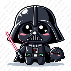 cute darth wader clipart, star wars chacarcters, darth wader png, transparent design, instant download