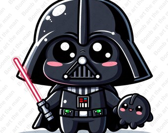 cute darth wader clipart, star wars chacarcters, darth wader png, transparent design, instant download